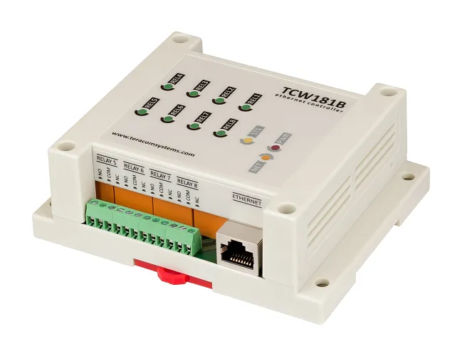 TCW181B-CM | Ethernetový digitální IO modul, 8x relé, 1x DI